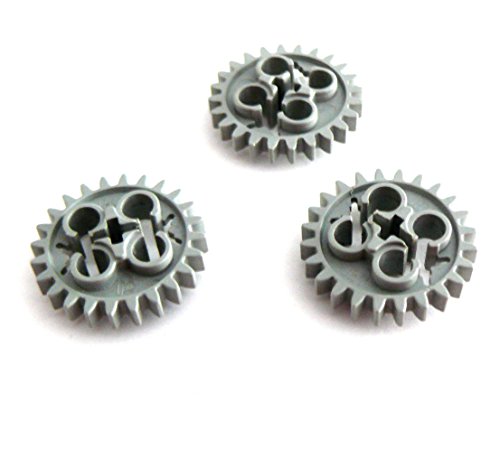 Preisvergleich Produktbild LEGO ® Technic - 3 Stück - Zahnrad Zahnräder 24 Zähne - 25 mm Durchmesser - hellgrau - 3648