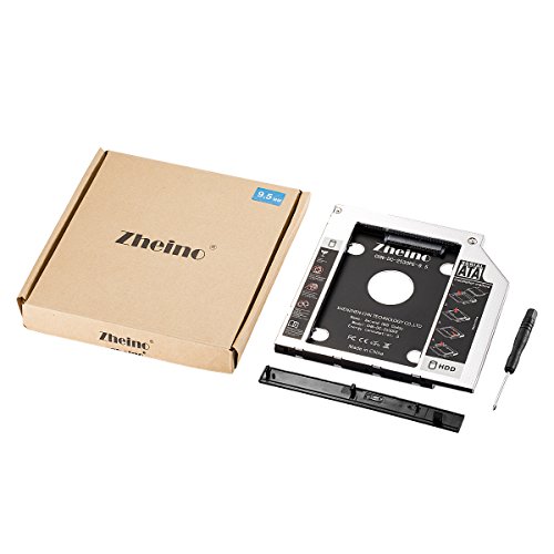 Zheino 9.5mm Aluminum SATA Second HDD Caddy Festplattenrahmen 2. HDD / SSD Caddy Adapter SATA Festplatte für Notebook mit SATA Laufwerkschacht universal CD/DVD-Rom - 4