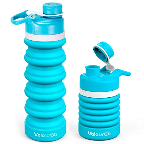 Valourgo Collapsible Sports Water Bottle - Silicone Leak Proof Roll up BPA Free for Travel, 20 oz (a Valourgo Collapsible Sports Water Bottle - Silicone Leak Proof Roll up BPA Free for Travel, 20 oz (a