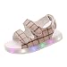 Produktbild Kinder Sandalen,Sannysis Sommer Jungen Mädchen Sandalen LED Leucht Schuhe Turnschuhe Freizeitschuhe Rutschfest Wildledersohle Lauflernschuhe mit Klettverschluss (28, Khaki)