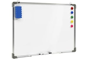 BAKAJI Bacheca Pannello Lavagna Magnetica Cancellabile Forma Rettangolare con Cornice in Alluminio e Magneti Decorazione Casa Arredamento Design Moderno da Parete Vintage (70x50x1.8)