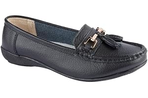 Jo & Joe Ladies Wide Fit Flat Leather Tassel Moccasins Loafer Nautical Shoe Plimsole Pumps Womens