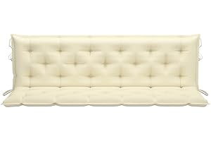 FIRBNUS 180x50x7 cm Cojín para balancín Tela Blanco Crema Cojines Exterior Jardin Cojin Banco Exterior Cojines Sofa Exterior Cojin Hamaca Recambio Balancin Jardin Cómodo Y Duradero