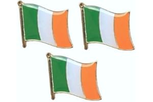YWZGJY 3 x Green, White, Orange Irish Flag Metal Pin Badges