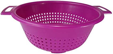 Colander Plastic Strainer with Twin Side Handles 24cm Diameter Four Feet Available in 4 Colours Red Blue Purple Green (Purple)
