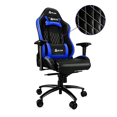 KLIM eSports - Chaise Gamer Très Haute Qualité - NOUVEAU - Finitions Soignées - Ajustable - Coussins - Bleue