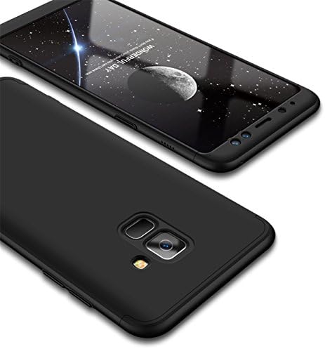 Samsung Galaxy A8 Plus 2018 Case black 360° Protective Cover PC Hard Shell Anti-Shock Shockproof Full Body Protective Anti-Scratch Bumper 360 Degree Full-Cover Case Matte Protection Case 3 in 1