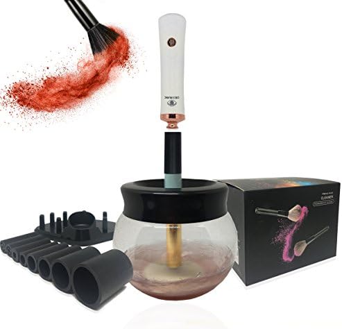 Make Up Brush Cleaner and Dryer by Ciels Blanc w/ 360º Rotation - Professional Electric Make Up Brush Cleaner - Cleans and Dries All Make Up Brushes in Seconds - Comes w/ 8 Different Sized Connectors