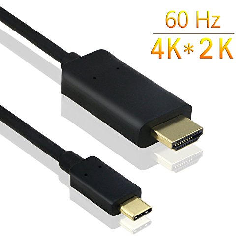 TedGem USB C zu HDMI-Kabel, Typ c USB 3.1(Thunderbolt 3 Kompatibel) zu HDMI Stecker 4K Kabel (5.9Fuß/1.8M) für ChromeBook Pixel, 2016 MacBook Pro, 2015 MacBook, Huawei MateBook & Mehr - 4