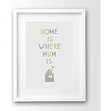 Kunstdruck ungerahmt, Geschenk Mutter Home is where mum is
