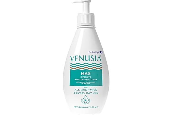 Dr. Reddy s Venusia Max Intensive Moisturizing Lotion, Everyday use lotion, For All Skin Types, Repairs Dry Skin, Soft and Smooth Skin, Moisturized and Hydrated Skin for Up to 12 Hours, 300gm