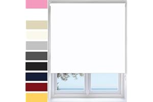 Ev Dekor Thermal Insulated Blackout Roller Blinds, Easy Fit Child Safe Room Darkening Shades Fittings Included White(60X165cm) Premium Fabric Roller Window Blind Bedroom Home Office
