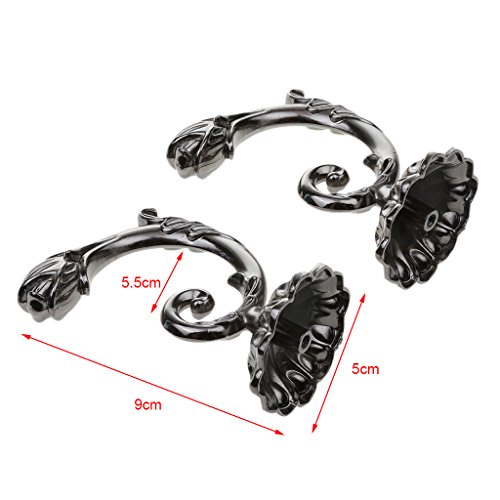MagiDeal Vintage Blumen Design , Retro Raffhalter Raffbügel für Vorhänge Gardine Wohnzimmer Deko – Schwarz - 9