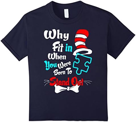 Kids Why Fit In When Born To Stand Out Autism Awareness Tshirt 8 Navy