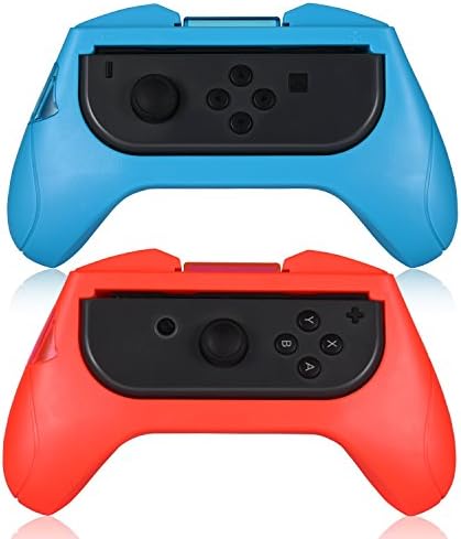 Joy-Con Grips for Nintendo Switch, Joy-Con Handle Switch Controller Wear-Resistant With Battery Indicator 2 Pack (red blue)