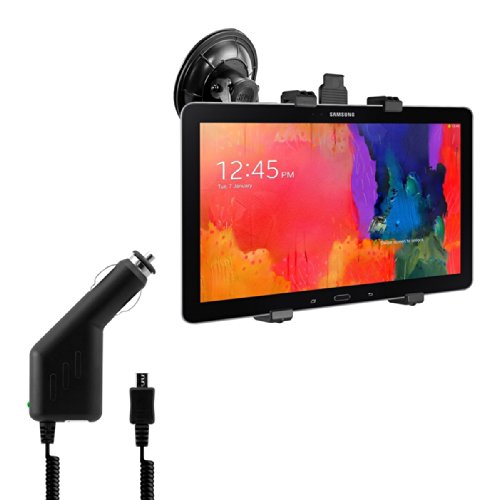 kwmobile KFZ Scheiben Halterung für Samsung Galaxy Note Pro 12.2 / Tab Pro 12.2 – PKW Auto Halter mit Saugnapf in Schwarz + Ladegerät - 4