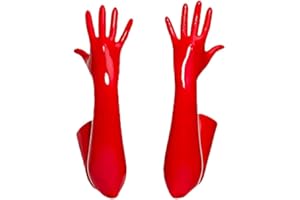 YUDATPG Women Long Gloves PU Leather Stretchy Faux Leather Daily Costume Opera Party Evening Ruffled Elbow Gloves Cosplay Wedding