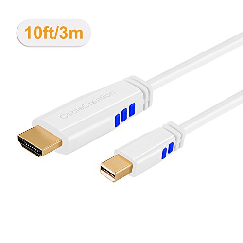 Mini DP auf HDMI, cablecreation Mini DisplayPort (Thunderbolt Port Kompatibel) auf HDMI AV HDTV Adapter für Mac Book, iMac und mehr, (DP V1.2 unterstützt 4 Kx2 K) 10 ft/3 m (blau & weiß) - 2