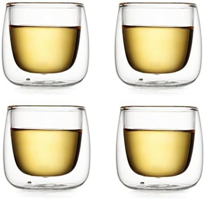 Dictea 100ml/3.5 fl.oz Double Layer Glass Tea/Espresso Cup Heat-resisting Teacup Set of 4 by Dictea
