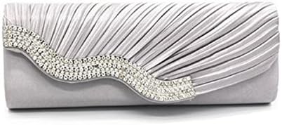Nodykka Wedding Pleated Clutches Bag Rhinestone Embellished Evening Cross Body Handbags Purse