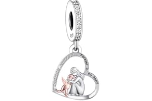 MON & SONS Forever In My Heart Dog Puppy Angel Wing Mother Daughter Memorial Love Charm Bead Pendant 925 Sterling Silver Dangle Compatible With Pandora Charm Bracelet