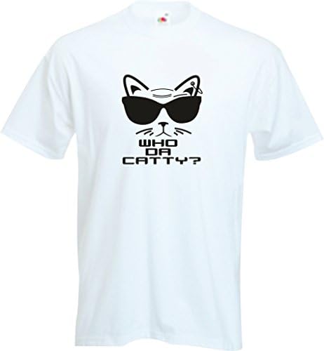 Funny Cool Dude Holiday Summer Festival Cool Cat Lovers Who Da Catty FOTL Girls &amp; Boys Value White T-Shirt - Size AGE 5-6