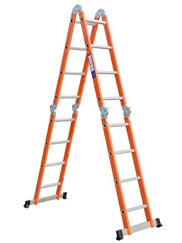 6 in 1 Alu Anlegeleiter Leiter Mehrzweckleiter Klappleiter Gelenkleiter Orange - 4