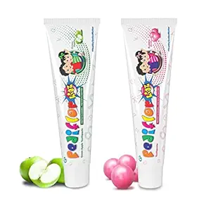 Pediflor Kidz Bubble Gum and Green Apple Toothpaste - Protects Enamel, Prevents Cavities | Anticavity Toothpaste for Kids | Vegan Friendly | Pack of 2