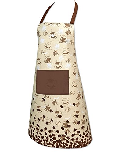Zauberhafte Küchenschürze / Kochschürze " COFFEE TIME " Farbe : BRAUN / BEIGE - wunderschönes Kaffee-Haus Motiv - ONE SIZE - verstellbare Nackenschlaufe - Größe 70x80 - zum Kochen Backen und Grillen - Hochwertig verarbeitet , 100% Baumwolle , ANGENEHM ZU TRAGEN - eine schöne kleine Geschenk - Idee - passende Topflappen oder Backhandschuhe im KAMACA - SHOP erhältlich