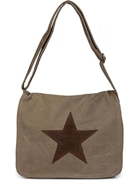[Gesponsert]styleBREAKER Canvas Umhängetasche mit aufgenähtem Kunstleder Stern, Tasche, Unisex 02012068