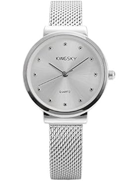 AMPM24 Damen Armbanduhr Elegant Damenuhr Silber Milanese Band WAA1045