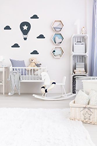 Nutmeg Wall Stickers "Hot Air Balloons" Wall Sticker, Blue Grey, 43 x 25 cm