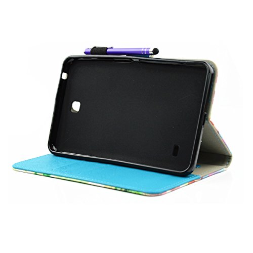 Galaxy Tab 4 7.0 T230 Hülle,Galaxy Tab 4 7.0 Lederhülle Hardcase,Ekakashop Ultradünn Bunt Schmetterlings-Baum Muster Painting Smart Ständer Cover im Bookstyle Kunstleder Schutzfolie Schutzhüllen Flip Case Tasche Etui mit Magnetverschluss Wallet Kreditkarte Card Holder Slot für Samsung Galaxy Tab 4 7.0 (T230) + 1x Kostenlos Ständer (Farbe zufällig) - 4