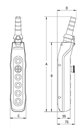 Hängetaster, Kransteuerung, Steuerflasche, Kran, Steuerschalter, 2 Tasten auf/ab, 2-Stufig, Hub MKHT2-02 - 4
