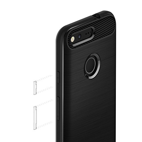 Google Pixel XL Hülle, Caseology [Vault Serie] Schlanke, Gelaserte, Robuste, Moderner Ästhetik / Haltbares TPU Aufprallschutz und spürbare Textur für [Google Pixel XL] – [Schwarz] - 4