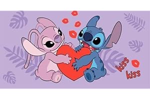 Jerry Fabrics Disney Lilo & Stitch - Telo mare Stitch & Angel Kiss, 70 x 140 cm, 100% cotone