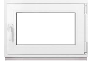 Framex Finestra seminterrata piccola in PVC bianco, Larghezza x Altezza 90 x 60 cm (900 x 600 mm), doppi vetri (32 mm), anta-ribalta, DIN destra, Premium