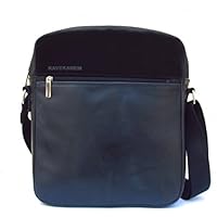 Schultertasche für Männer. Schultertasche aus Leder und Baumwolle. Handgemachte Herren Tasche. Tasche schwarze Farbe.