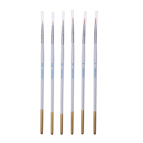 meeden Detail Pinsel-Set – 6 Miniatur-Kunst Pinsel für feine Details & Art Gemälde – Acryl-, Aquarell, Öl – Miniaturen, Modelle, Flugzeug-Kits, Nagel…, 3 Stück - 2