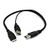 Produktbild Storite USB 3.0 DUAL Power Y Shape 2 x Type A TO Micro B SuperSpeed Cable For WD/Seagate/Toshiba/Samsung/Hitachi External Hard Drives