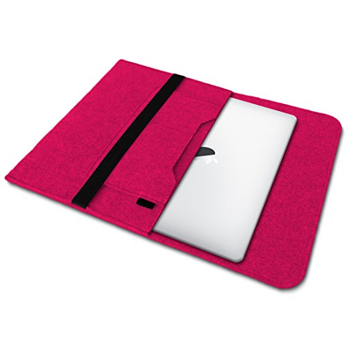 NAUC Laptoptasche Sleeve Schutztasche Hülle für Tablets Macbook Netbook Ultrabook Laptop Case in verschiedenen Farben mi zwei internen Zusatzfächern für Zubehör kompatibel mit z.B. Samsung Apple Asus Medion Lenovo uvm., Farben:Pink;Größe:12.5 – 13.3 Zoll - 2