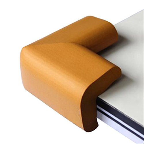 Beyondfashion 4 x Baby Corner Edge Cushions Desk Table Cover Protector Child Safety Guard - Light Brown