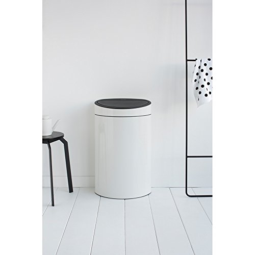 Brabantia 114984 Touch Bin New mit herausnehmbaren Kunststoffeinsatz, 40 L, Edelstahl, weiß, 32.8 x 48.3 cm - 9