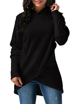 Damen Kapuzenpullover,Honestyi Damen Casual Pure Cotton Langarm Kapuzenpullover Sweatshirt Tops (M, Schwarz)