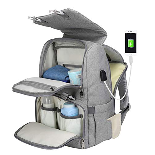 Preisvergleich Produktbild Egosy Wickeltasche Rucksack, Baby Wickeltasche Mama Rucksack Babyrucksack mit Multifunktional Kindersitz Wasserdicht Babytasche und USB-Lade Port Wickelrucksack