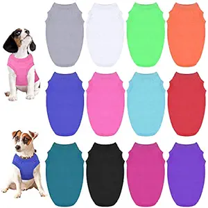 URATOT 12 Pieces Dog Shirts Soft Cotton Dog T-Shirt Pet Basic Clothes Soft and Breathable Outfits for Cats Puppy Pet Puppy Vest T-Shirts for Small Medium Large Dogs (M)