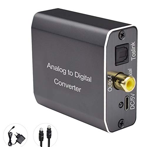 Tiancai - Convertidor de Audio analógico y Digital, Adaptador de 3,5 mm Jack y estéreo L/R RCA a Audio SPDIF coaxial Toslink, Compatible con HDTVPS3 BLU Ray DVD Sky Fire TV Box