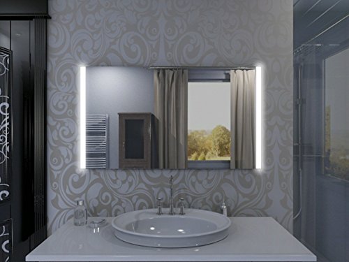 Badspiegel mit Beleuchtung Iona M313N2V: Design Spiegel für Badezimmer, beleuchtet mit Neon-Licht, modern – Kosmetik-Spiegel Toiletten-Spiegel Bad Spiegel Wand-Spiegel - 5
