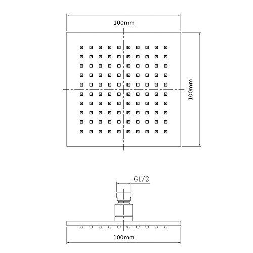 Enki klein Duschkopf, quadratisch Modern Edelstahl 100 x 100 mm Wandarm 350 mm - 4