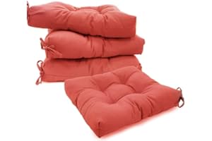 REINO MANSIDI Cojines para Silla, Acolchados 40 x 40cm, Relleno de Fibra hueca 7cm, para mayor comodidad, Ideal para la Decoración de Cocina y Salón, Comedor y jardín. Fabricados en España (Pack 4, Rojo)